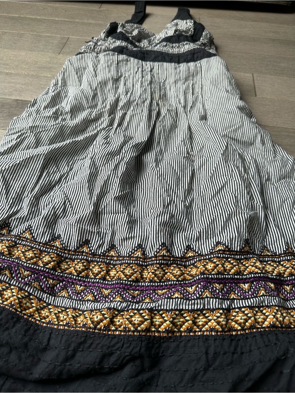Women’s Anthropology Lithe Black And White Stripe Fiddlers Song Summer Dress 8 - Picture 2 of 5